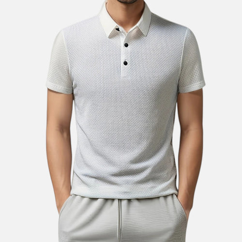 Men's Breathable Polo Shirt – Solid Short Sleeve Business Casual