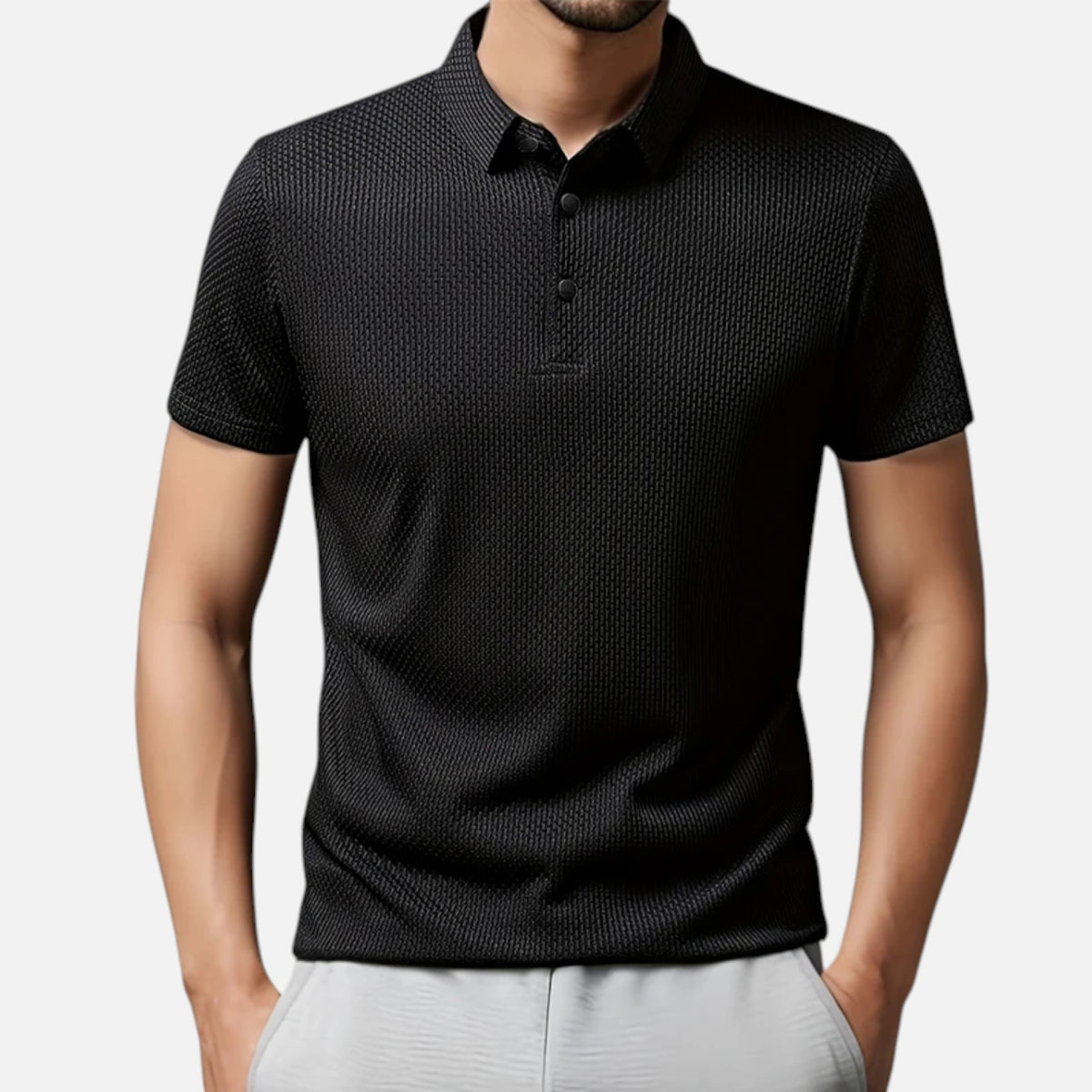 Men's Breathable Polo Shirt – Solid Short Sleeve Business Casual