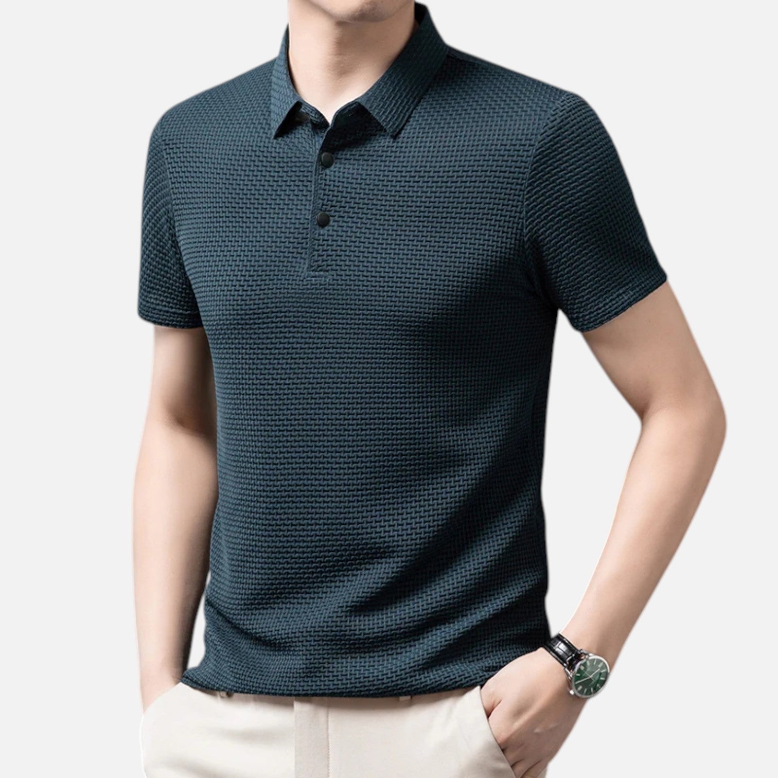 Men's Breathable Polo Shirt – Solid Short Sleeve Business Casual
