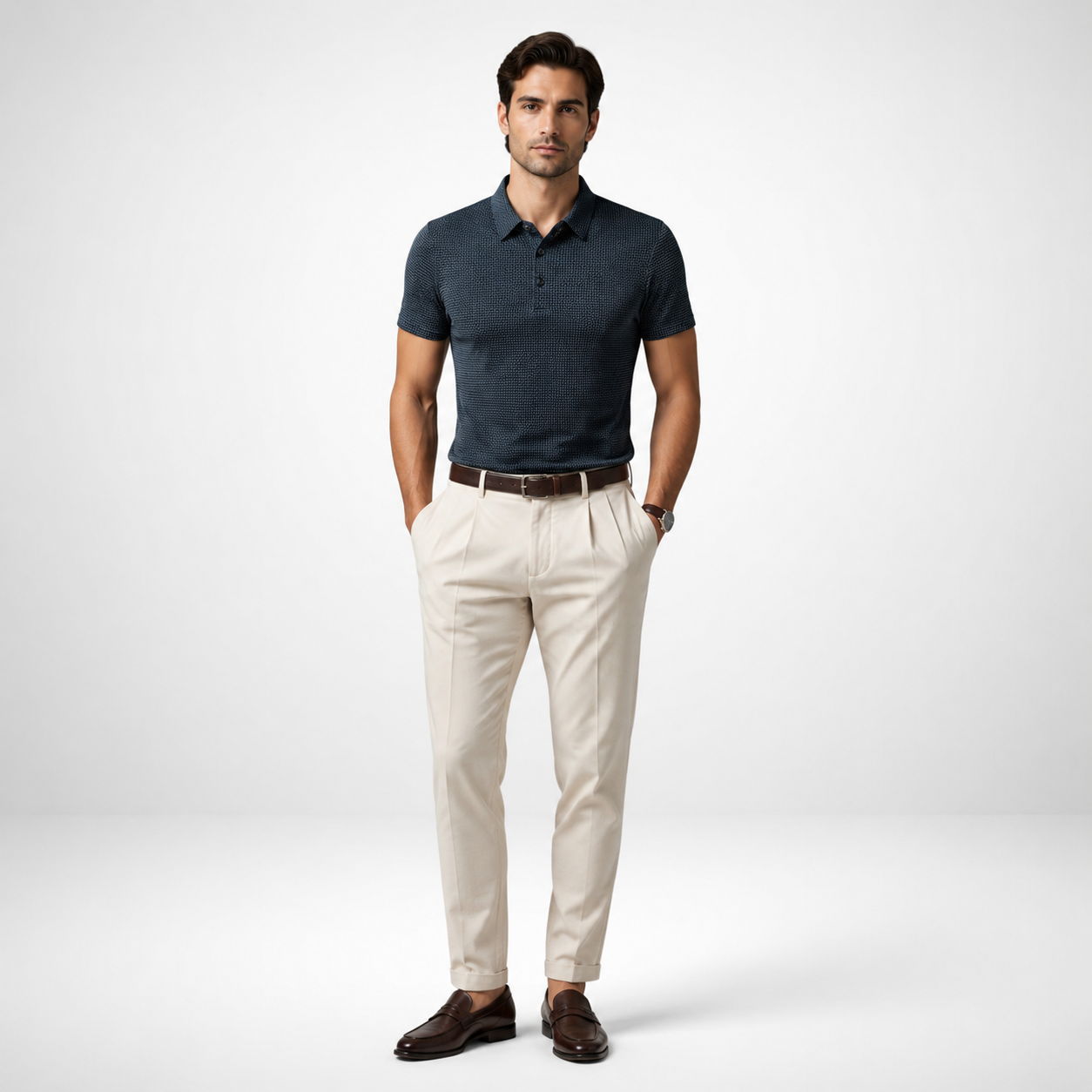Men's Breathable Polo Shirt – Solid Short Sleeve Business Casual